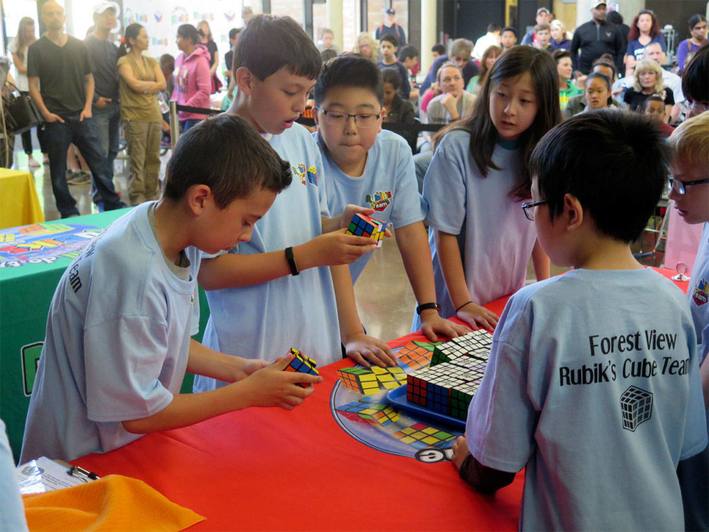 Forest View Elementary School students compete in the Western Washington Rubik’s Cube Competition, hosted May 20 at Valley View Middle School in Snohomish. (Contributed photo)

