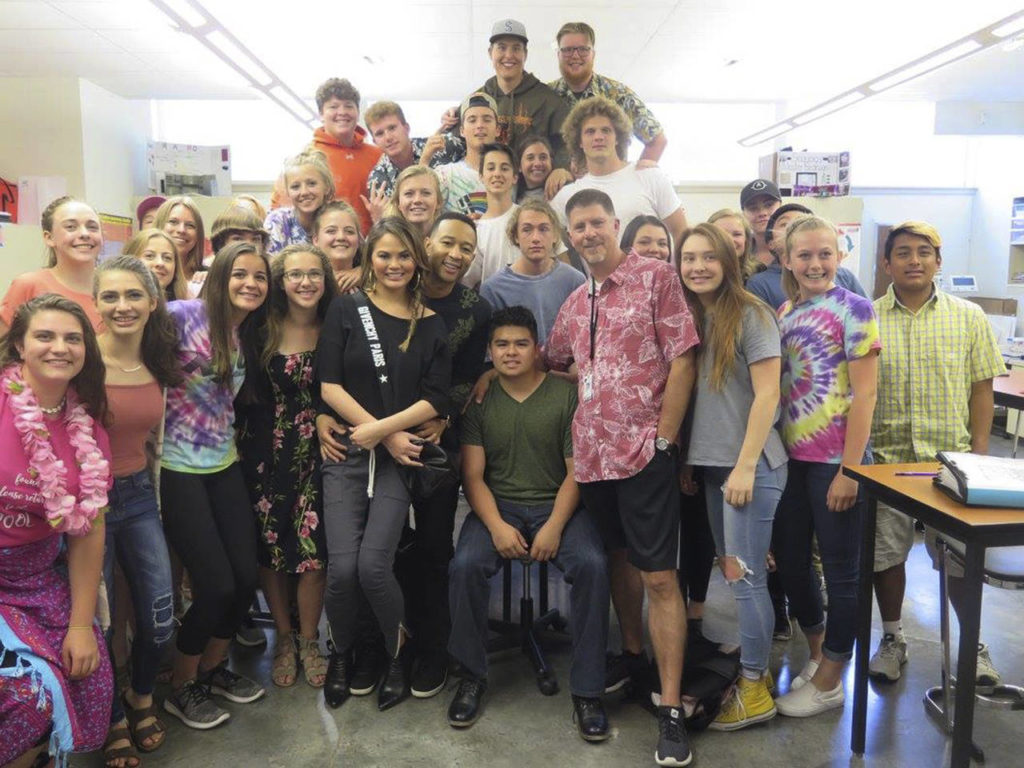 Chrissy Teigen and John Legend visit Snohomish High School. (Snohomish School District)
