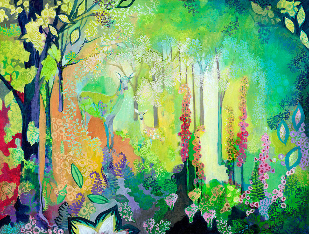 “We’ve Been Waiting for You” is an acrylic by Jennifer Lommers, part of the Art of the Garden show at the Schack.