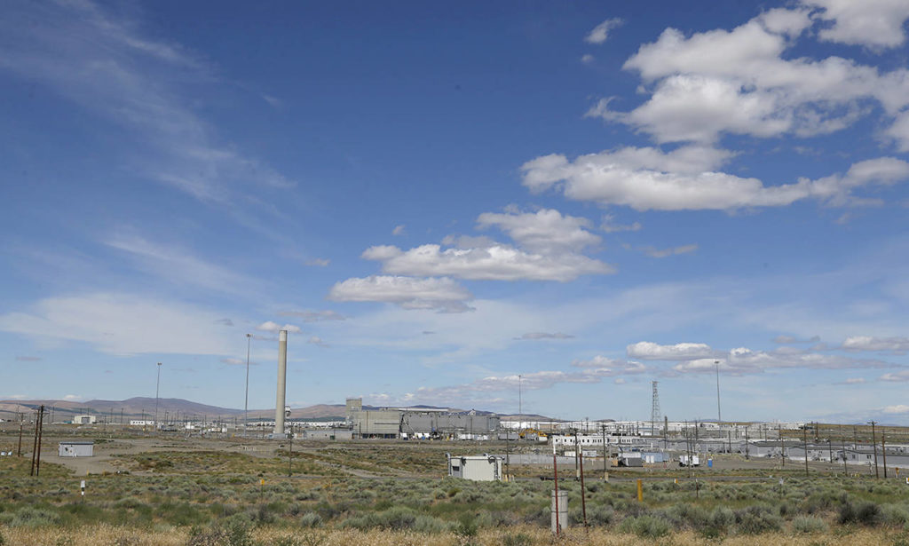 In this photo taken July 11, 2016, buildings on the Hanford Nuclear Reservation near Richland are shown. (AP Photo/Ted S. Warren, File)
