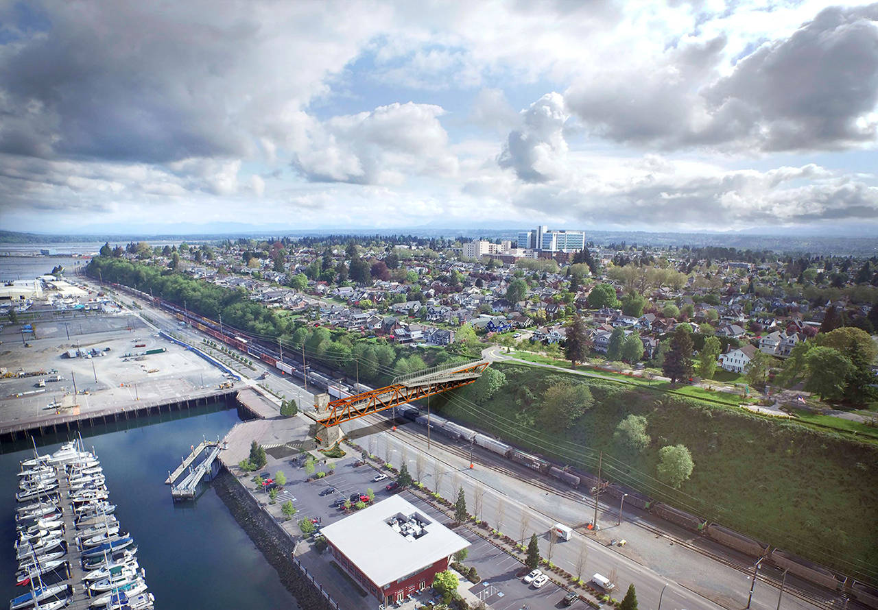 Architectural rendering of Grand Avenue Park Bridge (LMN Architects)