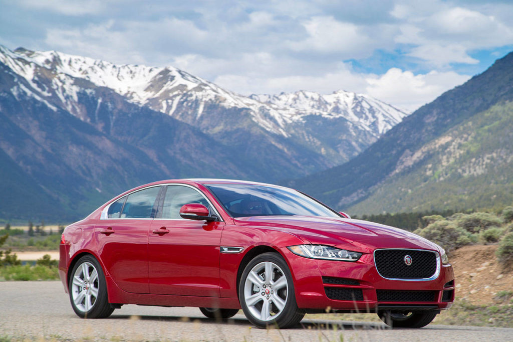 The 2017 XE premium compact sedan is an all-new model from Jaguar, available with a 180-horsepower diesel engine, a 240-horsepower turbo four-cylinder, or a 340-horsepower V6. (Manufacturer photo)
