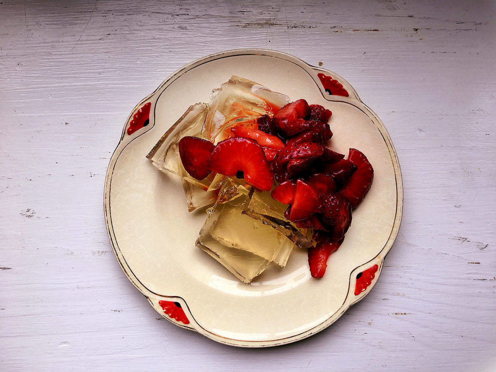 Champagne gelee with fresh-picked strawberries has only four ingredients. (Photo by Erin Pride-Swaney)
