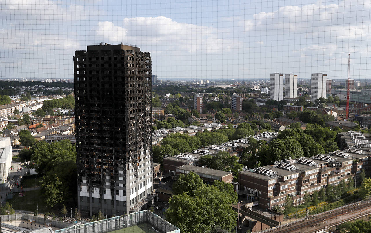 The remains of Grenfell Tower stand in London. (AP Photo/Kirsty Wigglesworth)