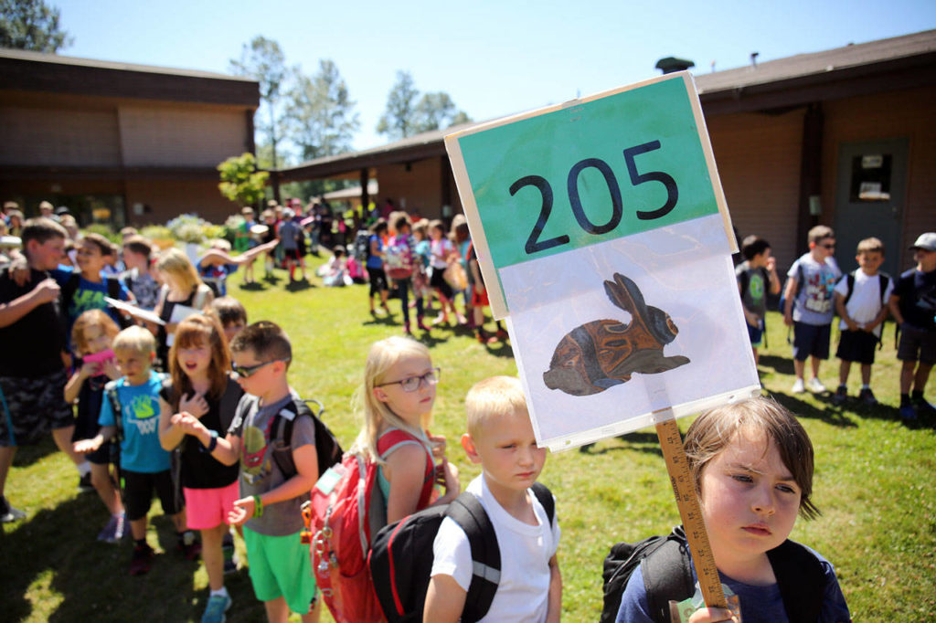 As part of a 2015 bond measure, the Salem Woods Elementary in Monroe is getting overhauled over the next year. (Kevin Clark / The Herald)
