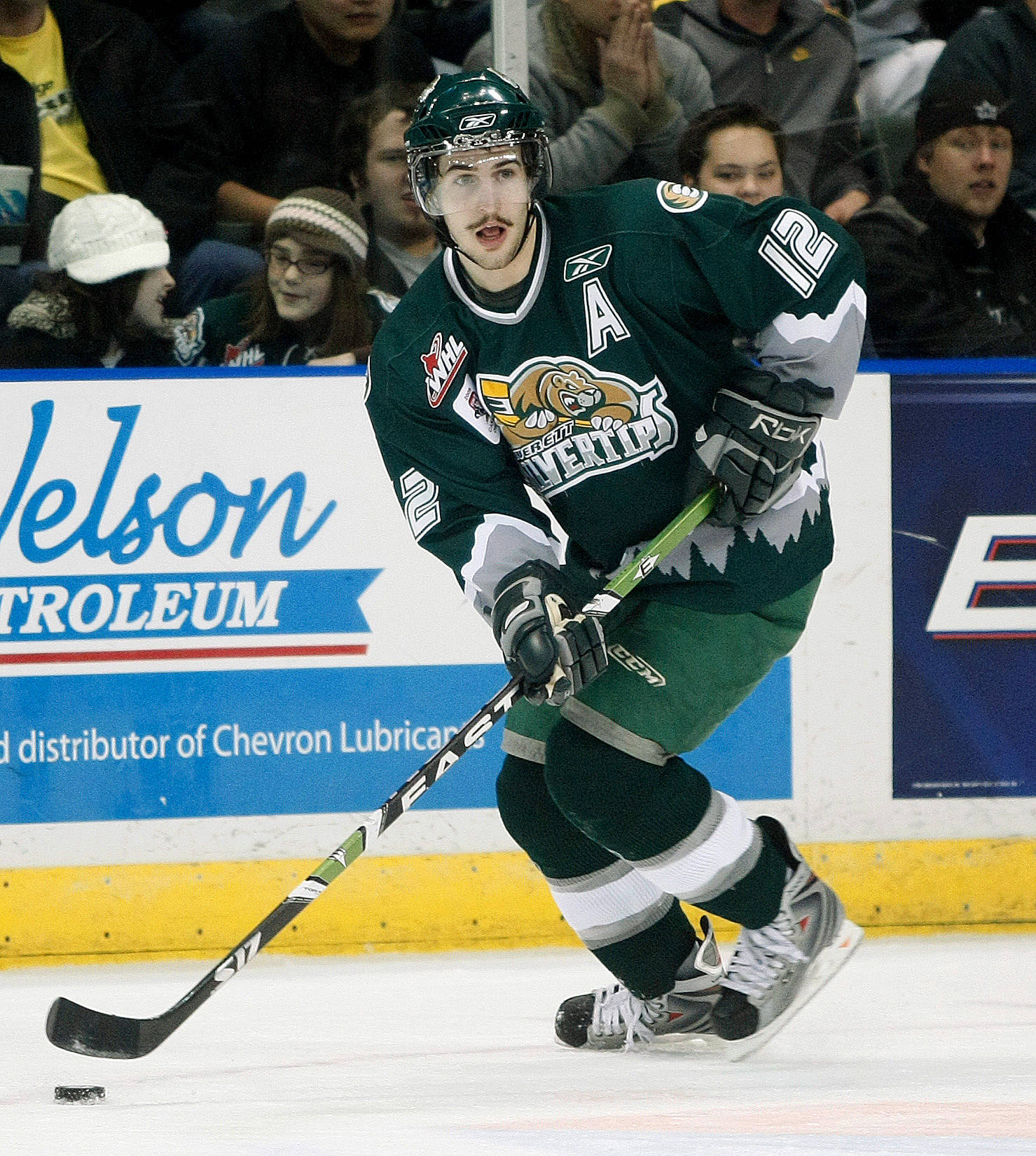 Kyle Beach, shown in a game in November of 2008, accumulated a franchise record 528 penalty minutes in his four seasons with the Everett Silvertips. (Jennifer Buchanan / The Herald)