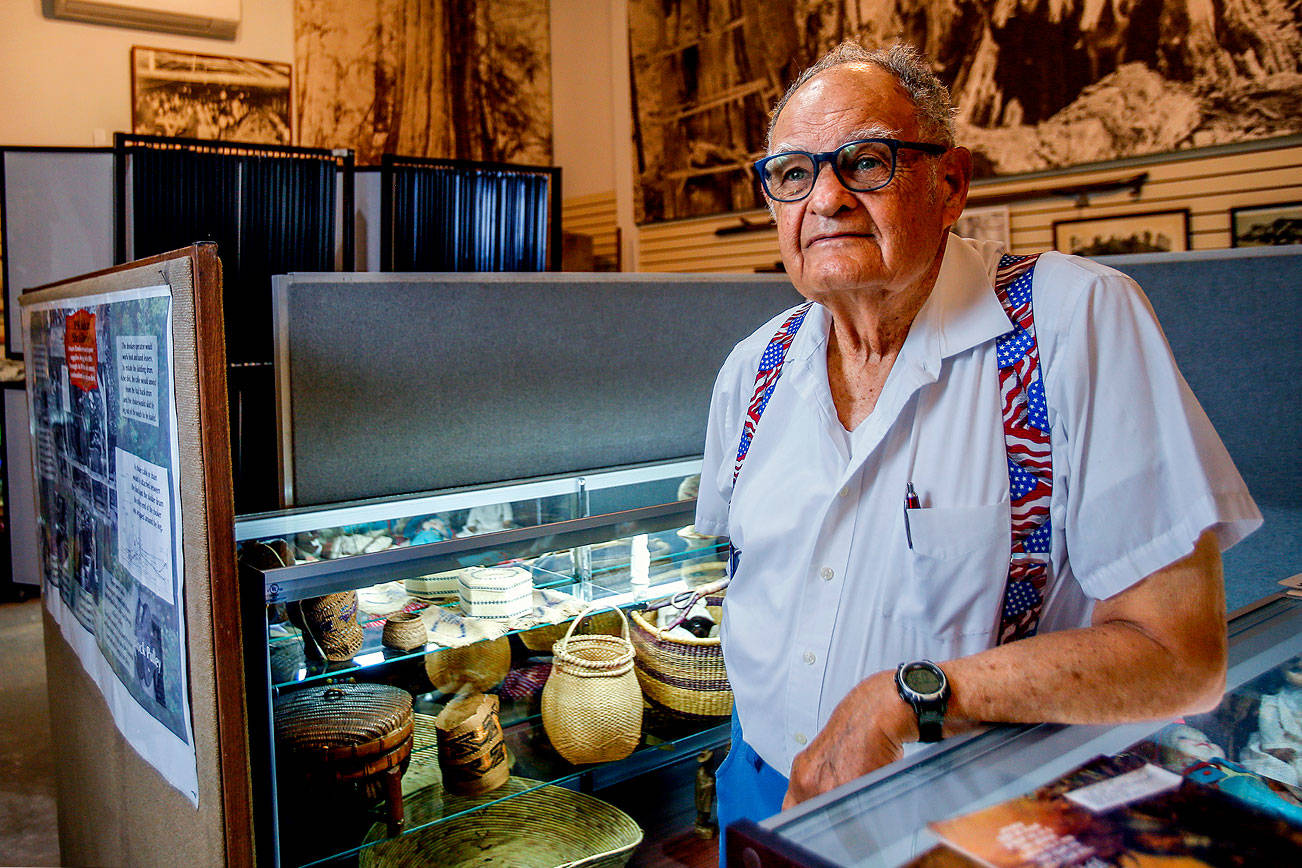 Ken Cage has good reason to be proud Friday as he and others prepare to open the new Marysville Historical Society’s museum to the public. (Dan Bates / The Herald)