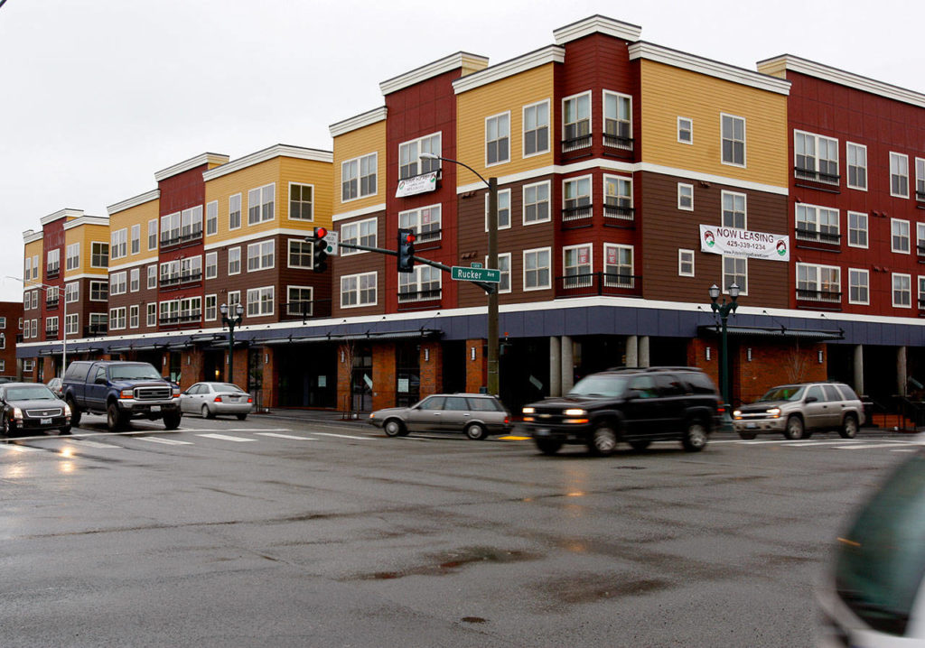 One of Dargey’s earliest developments, the Potala Village apartments in downtown Everett, at Pacific and Rucker, 2011. (Herald file photo)
