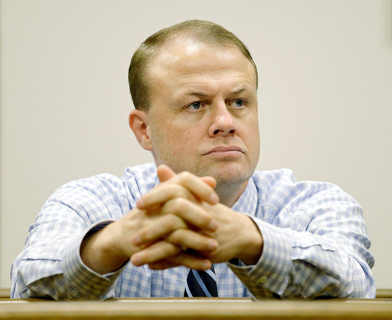 Tim Eyman during a court hearing about the legality of an anti-tax measure, in King County Superior Court in Seattle on Jan. 19, 2016. (Elaine Thompson / AP file)