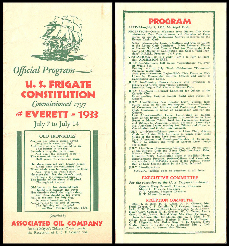 Official program from the USS Constitution’s Everett visit (Courtesy of Bob Mayer collection)
