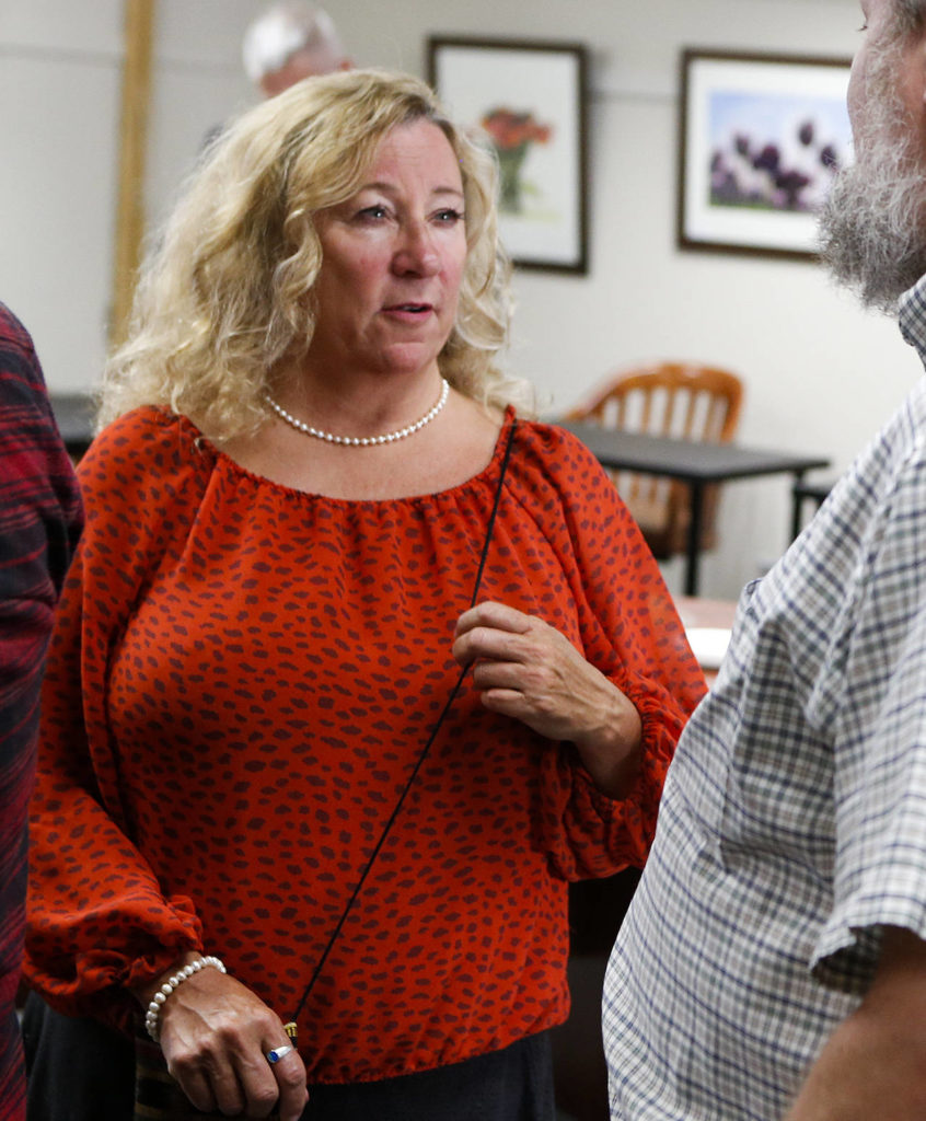 Snohomish County Council candidate Kristin Kelly at a public event held at Grow Washington in Everett on Wednesday, July 19. (Ian Terry / The Herald)
