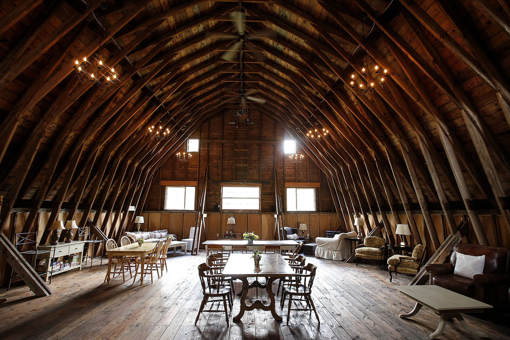 Spada Farmhouse Brewery’s taproom in Snohomish is in a spacious barn built in 1956. (Ian Terry / The Herald)