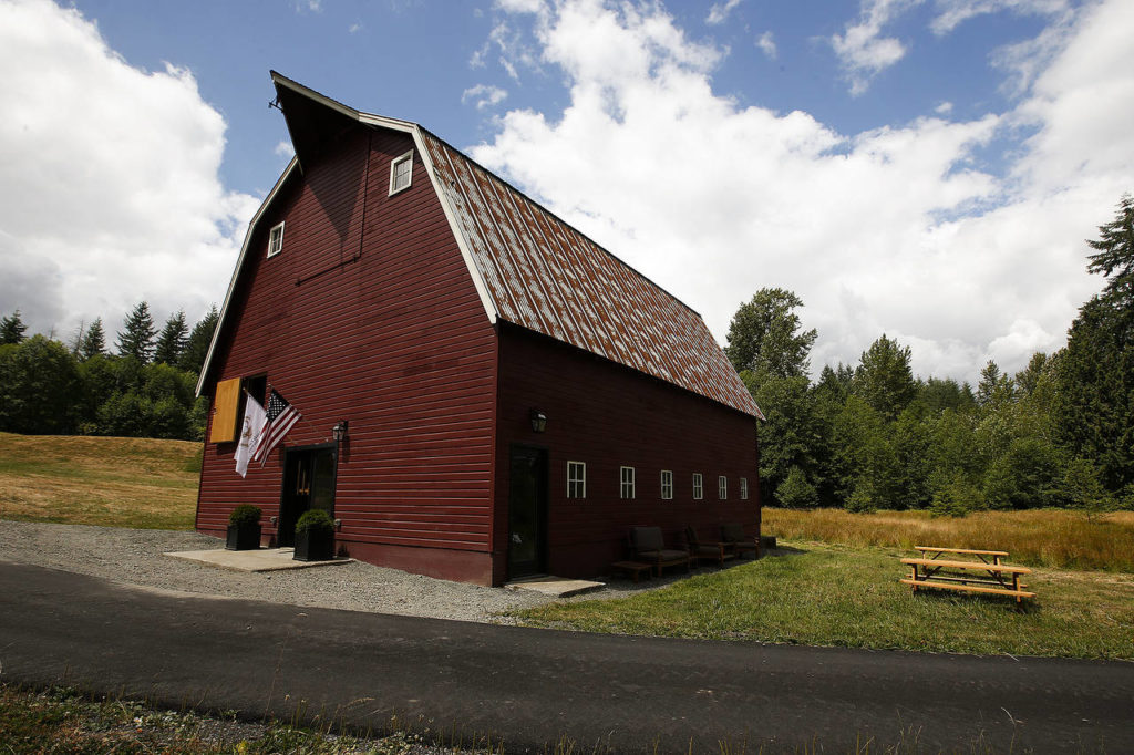 The Spada Farmhouse Brewery’s barn has indoor and outdoor seating areas. (Ian Terry / The Herald)

