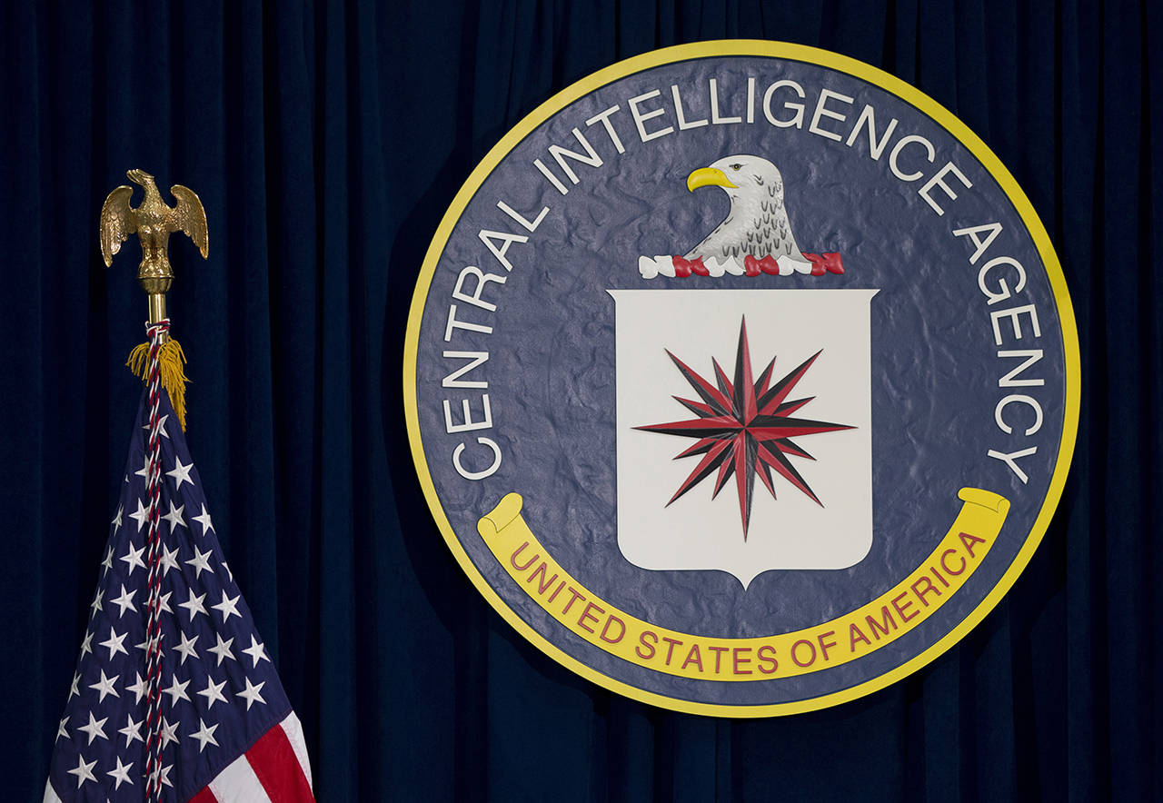 This 2016 photo shows the seal of the Central Intelligence Agency at CIA headquarters in Langley, Virginia. (AP Photo/Carolyn Kaster, File)