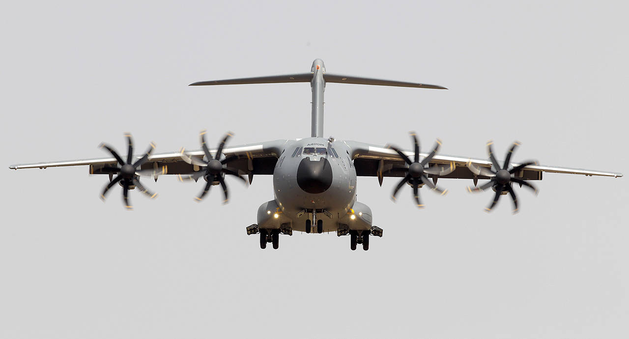In this 2015 photo, an Airbus A400M aircraft lands in the Seville airport, Spain. (AP Photo/Miguel Angel Morenatti, File)