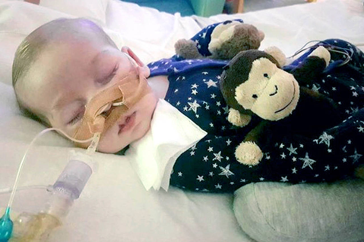This is an undated photo of baby Charlie Gard taken at Great Ormond Street Hospital in London. (Family of Charlie Gard via AP)