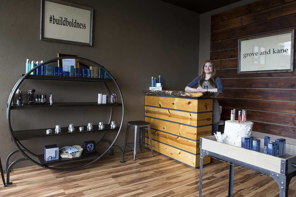 Along with skin treatments, Grove and Kane in Everett offers skin care ointments and accessories. (Ian Terry / The Herald)
