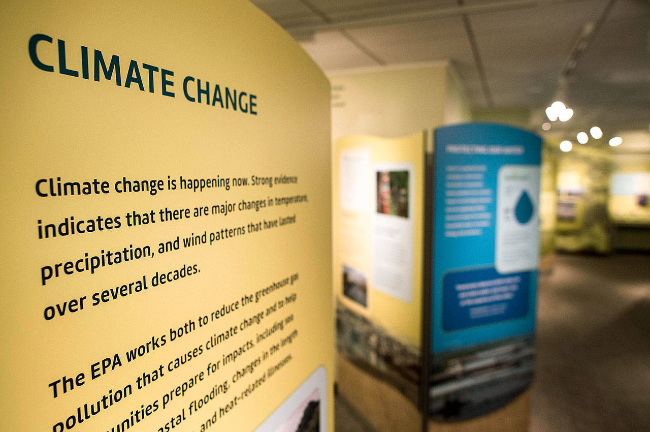 An Environmental Protection Agency exhibit is shown at the Ronald Reagan International Trade Building in Washington, D.C. (Washington Post photo by Melina Mara)