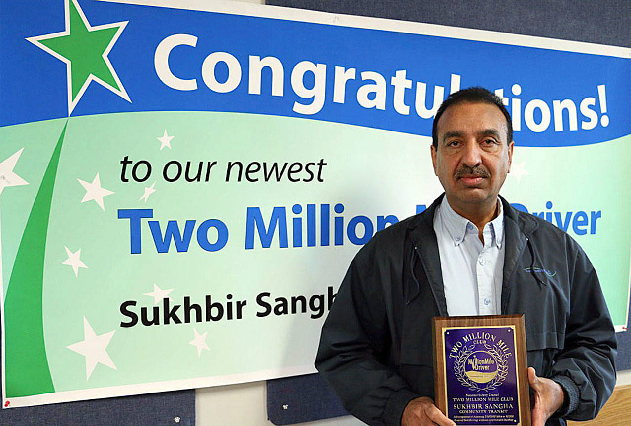Sukhbir Sangha has driven 2 million miles for Community Transit. (Contributed photo)
