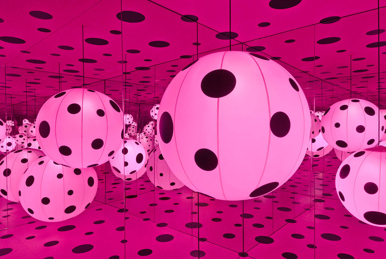 “Dots Obsession - Love Transformed into Dots” is one of five infinity mirror rooms by Japanese superstar artist Yayoi Kusama displayed through Sept. 10 at the Seattle Art Museum.