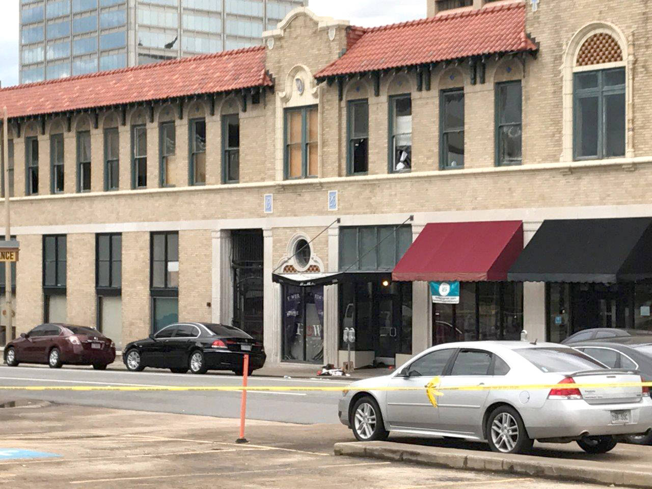The entrance of an Arkansas nightclub where police are investigating a shooting is cordoned off with police tape Saturday in Little Rock, Arkansas. (AP Photo/Andrew DeMillo)