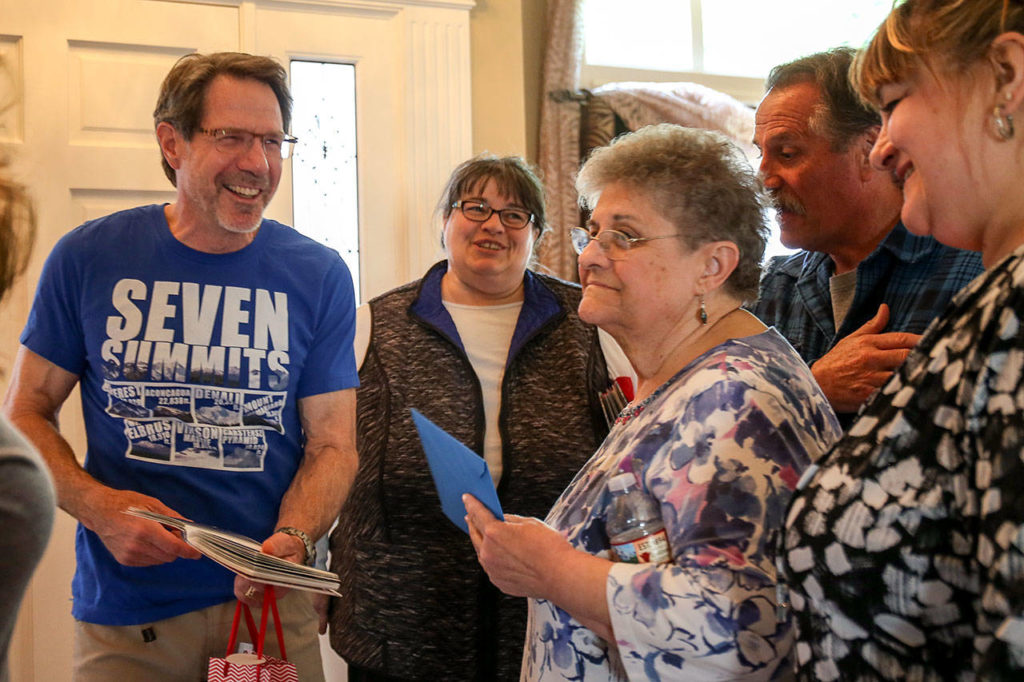 Rick Thurmer, left, celebrated his accomplishment with friends and family in June, including, (from left) cousins Kathy Hughes, Karen Whitacre, Jerry Hendershot and Carol Thommen. (Kevin Clark / The Herald)
