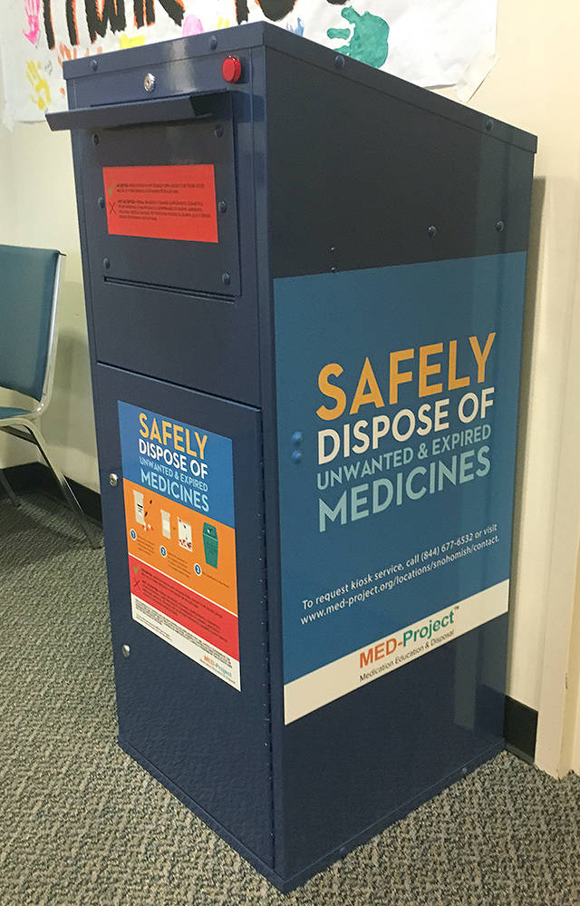 This drop box in Edmonds is one of three in Snohomish County where consumers can dispose of prescription and over-the-counter medications they no longer use. The program will be expanded. (Snohomish Health District)