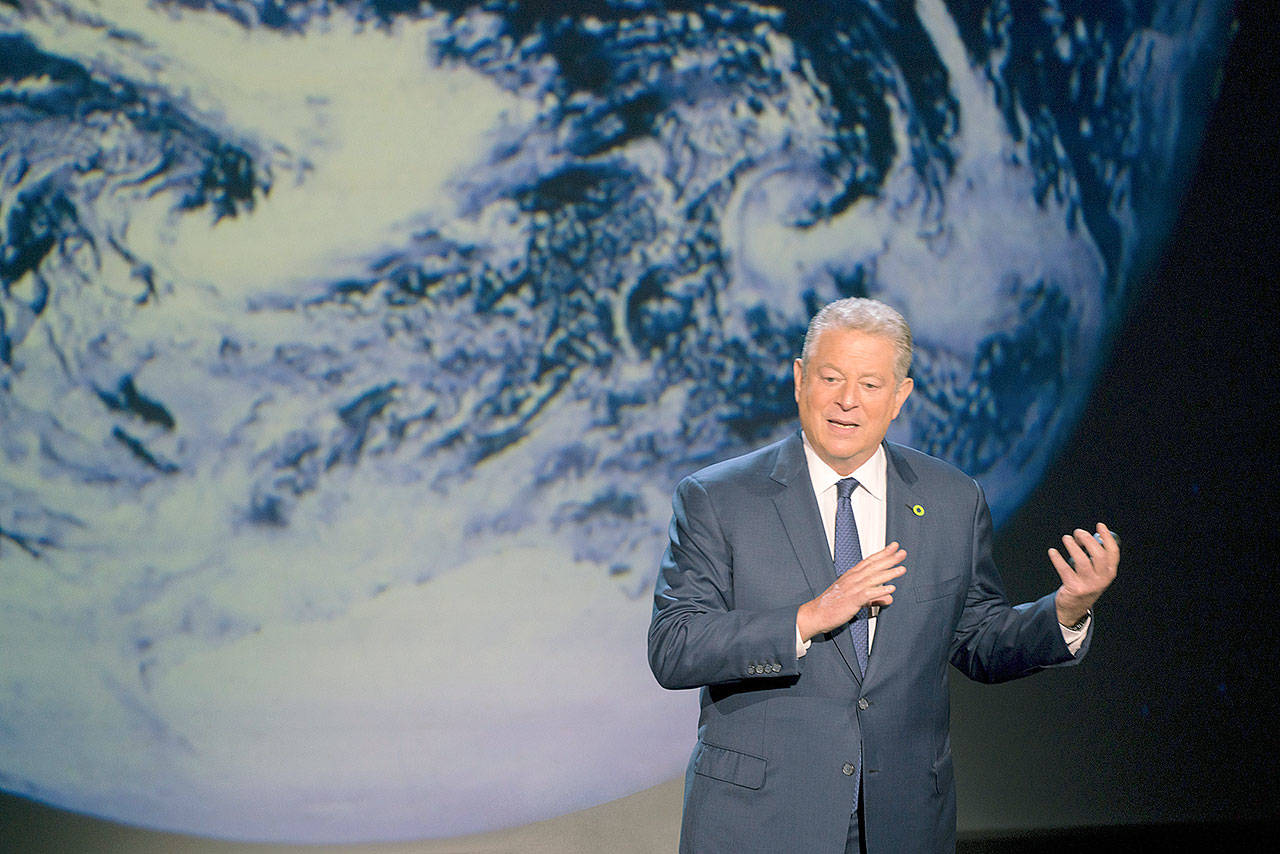 Al Gore gives his updated presentation in Houston in “An Inconvenient Sequel: Truth To Power.”(Jensen Walker, Paramount Pictures)