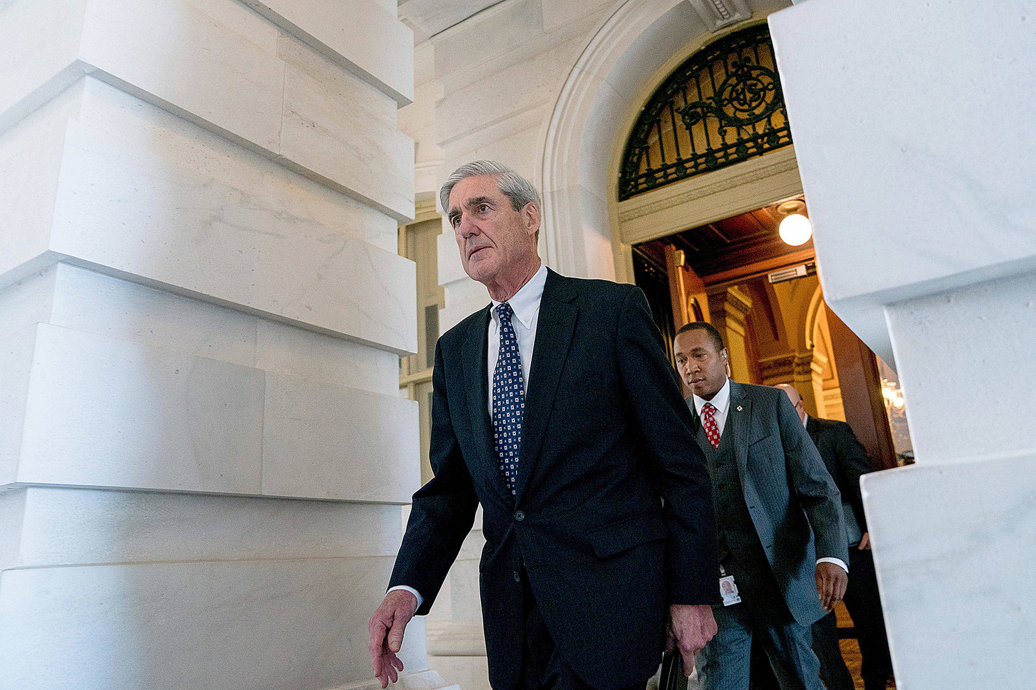 Former FBI Director Robert Mueller, the special counsel probing Russian interference in the 2016 election, leaves Capitol Hill after a meeting in Washington on June 21. (AP Photo/Andrew Harnik, File)