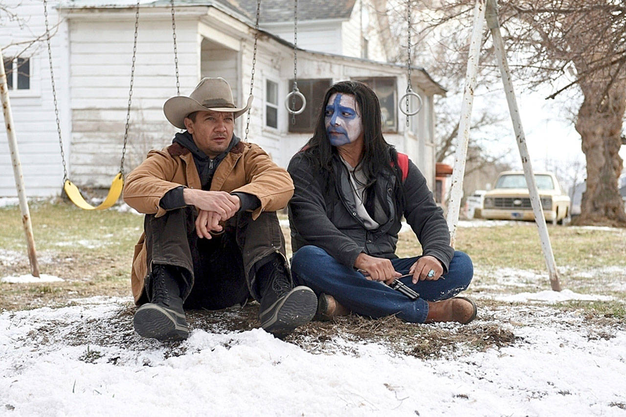 The Weinstein Company                                 Jeremy Renner (left) plays a game tracker and Gil Birmingham is a Native American man whose daughter is murdered in “Wind River,” set on a reservation in Wyoming.