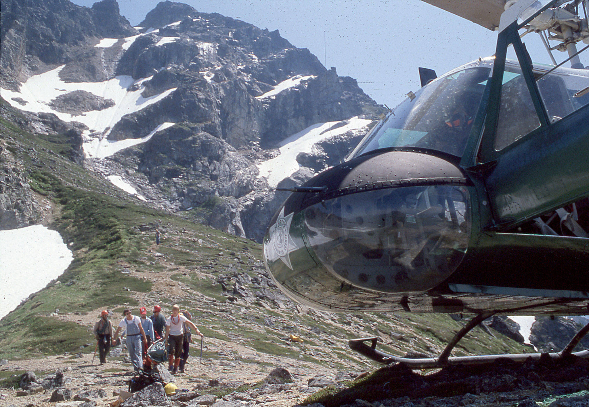 A Snohomish County Search and Rescue operation in the 1980s. The unit formed in 1967. (Photo by Jim Leo, Herald photographer)