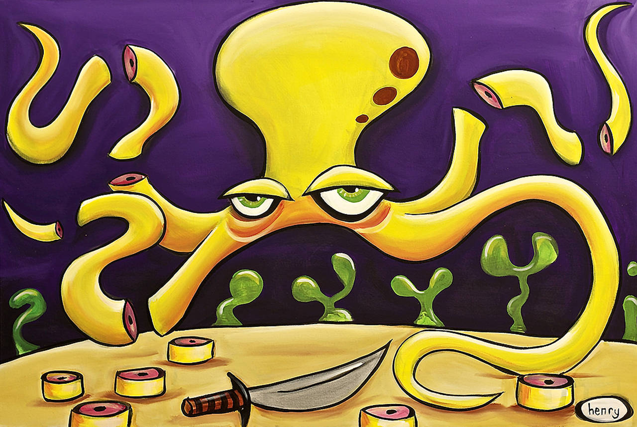 “Quadrapus Chopped” is one of the pieces Seattle artist Ryan Henry Ward will display at Black Lab Gallery beginning Thursday during the Everett Art Walk.