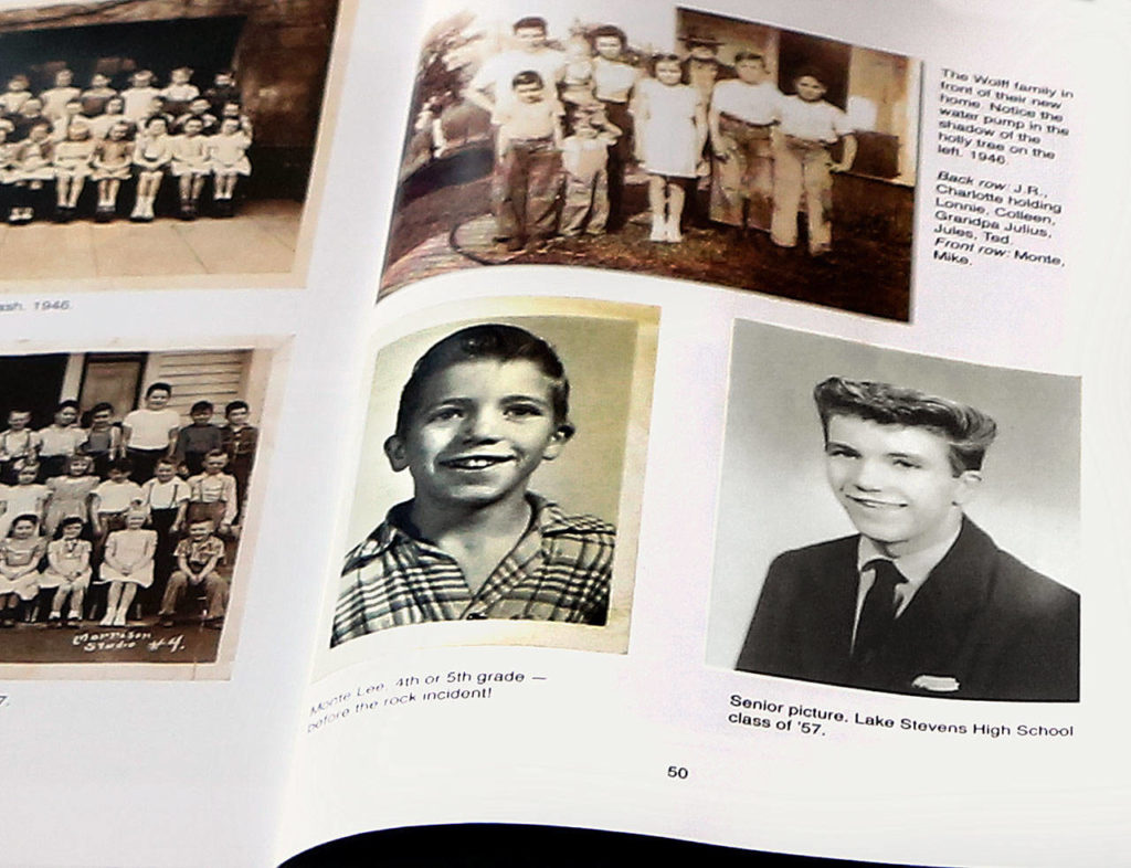 A senior picture, lower right, of Monte Wolff (1957 Lake Stevens High School) shows he definitely had the hair thing going on for that period. (Dan Bates / The Herald)
