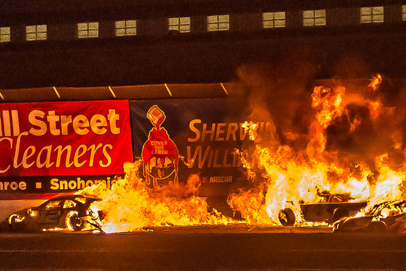 A crash, an explosion, a rescue at Evergreen Speedway (VIDEO