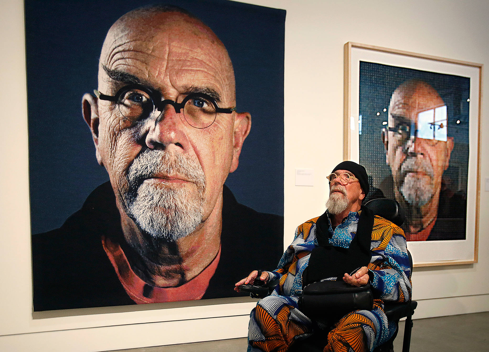 Renowned artist and Snohomish County native Chuck Close during a visit to Everett in 2016. (Dan Bates / The Herald)