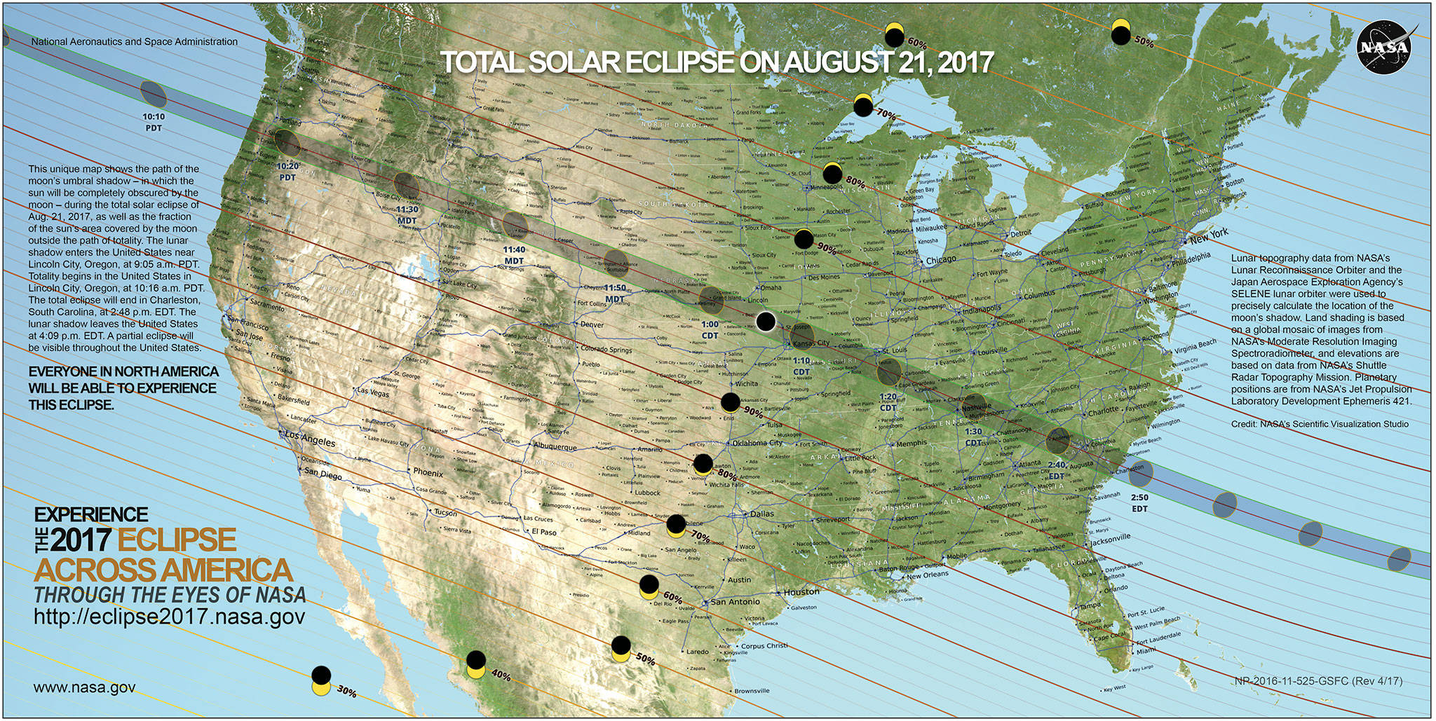 The path of Monday’s eclipse across the U.S. (NASA)