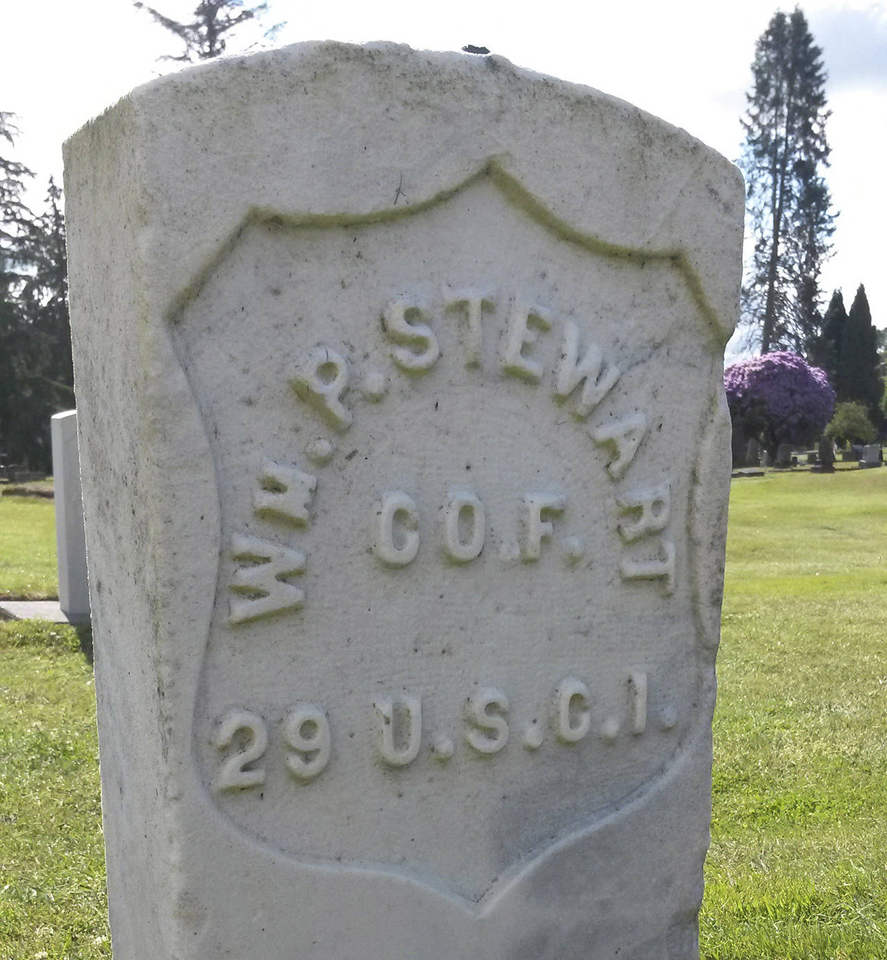 William P. Stewart, an African-American Civil War veteran, is buried in the Grand Army of the Republic Cemetery in Snohomish. Legislation passed last year to name Highway 99 for Stewart, who settled in Snohomish after the war, reversing a decision in 1940 to name the highway for Confederate President Jefferson Davis. (Julie Muhlstein/Herald file photo)