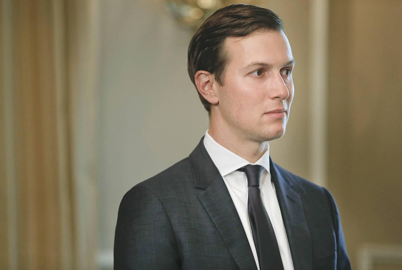 In this Aug. 11 photo, White House senior adviser Jared Kushner listens as President Donald Trump answer questions regarding the ongoing situation in North Korea, at Trump National Golf Club in Bedminster, New Jersey. (AP Photo/Pablo Martinez Monsivais, File)