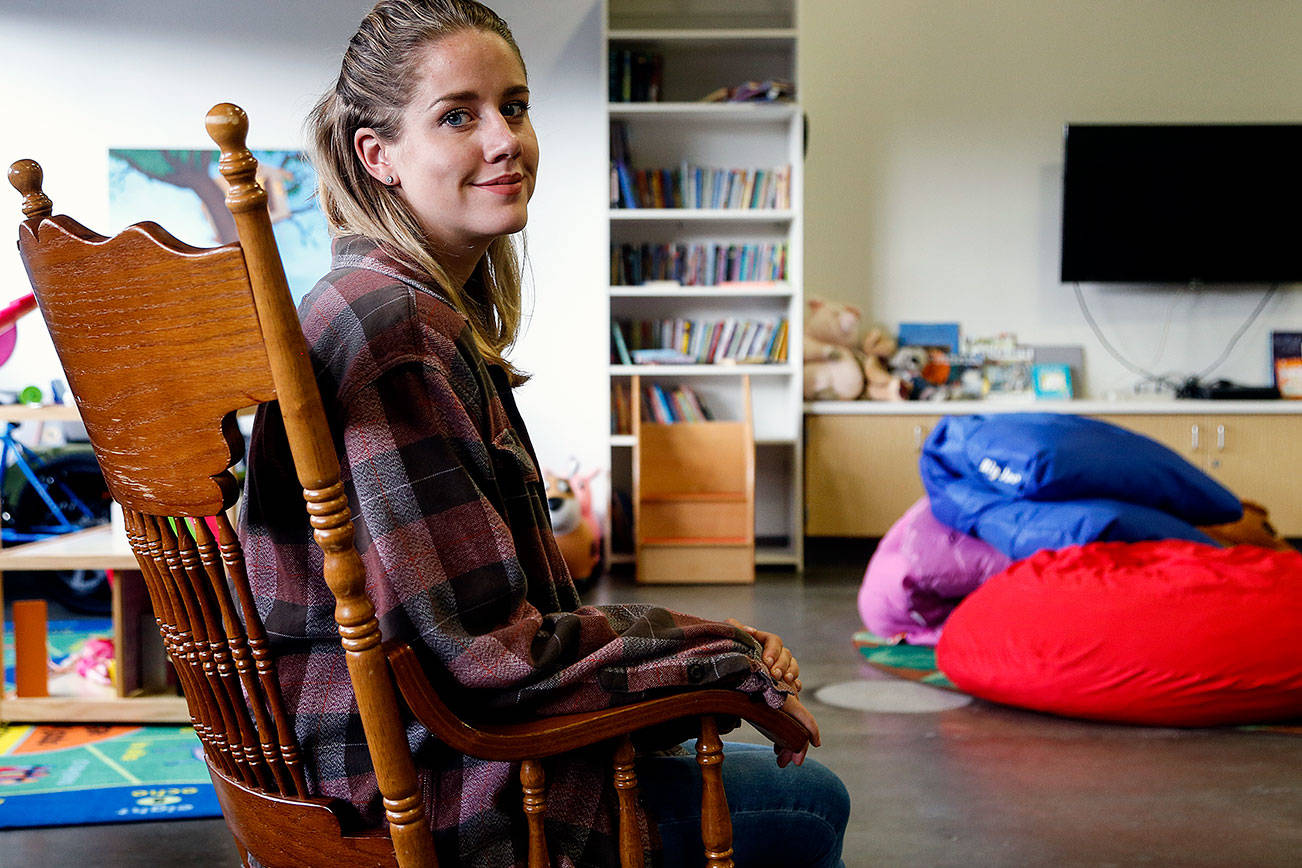 Maddy Brockert, 22, visits Susan’s Youth Center, which is run by Domestic Violence Services of Snohomish County. The center was named after her mother, Susan Brockert, who was beaten to death by her boyfriend in 2011. (Dan Bates / The Herald)