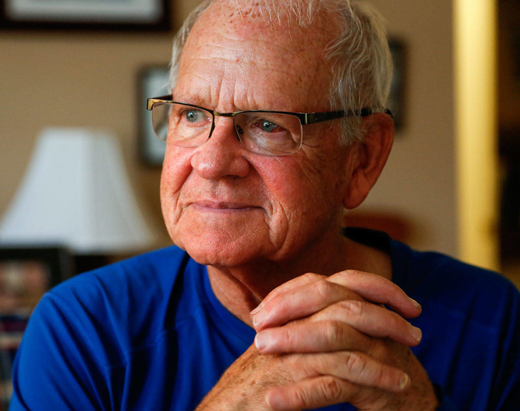 At his home in Marysville on Wednesday, Jaquette talks about rowing and rowboats, and what he has seen on his many trips into the sloughs that make up an important and beautiful part of the Snohomish River estuarial system. (Dan Bates / The Herald)
