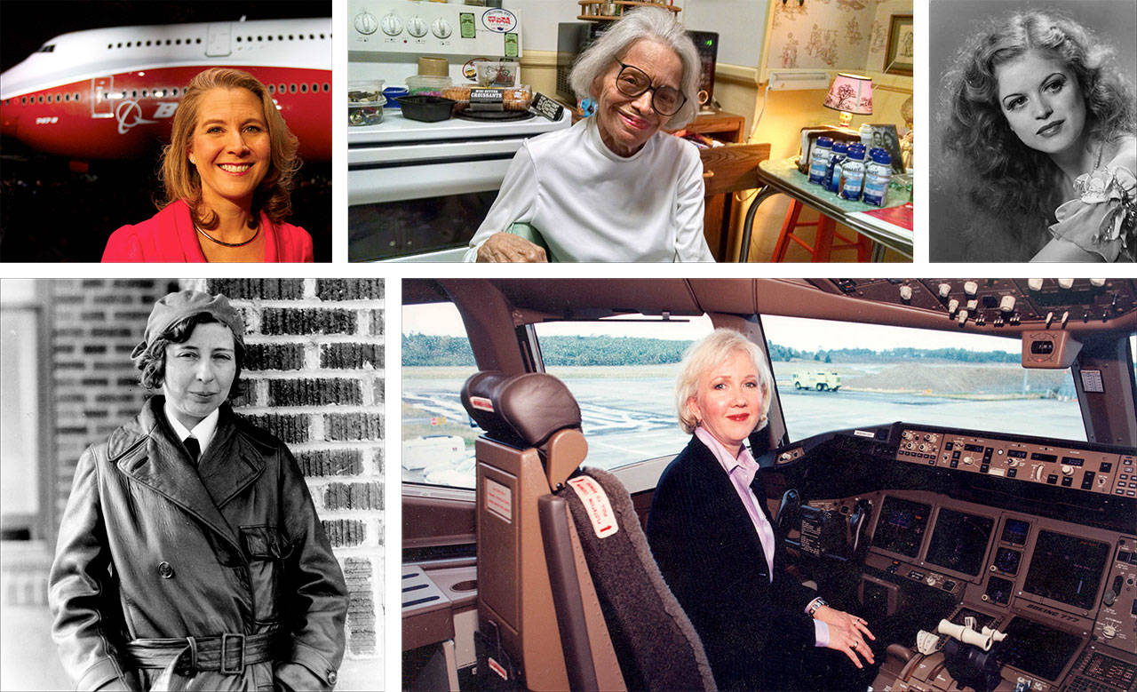 Here are some of the women in Boeing past and present who should be looked to for inspiration for future generations. Clockwise from top left: Elizabeth Lund, Anabella Morgan, Bessie Hall Dempsey, Suzanna Darcy-Hennemann and Ellen Church.