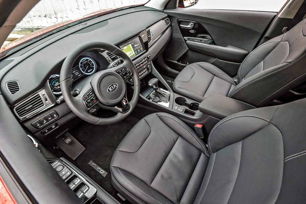 The 2017 Kia Niro hybrid’s interior is quiet and comfortable, with an intuitive user interface. (Manufacturer photo)
