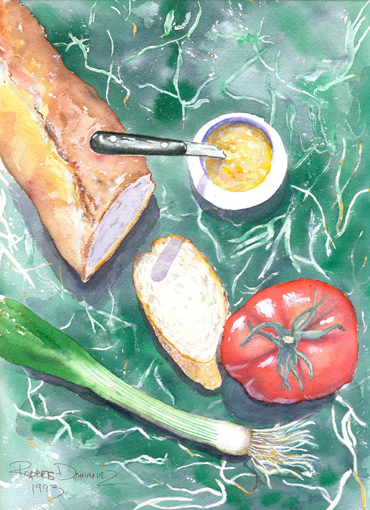 Take advantage of homegrown tomatoes. Roasting them, along with the rest of the summer harvest, transforms the flavors of the vegetables and yields juices so delicious they invite dunking with grilled French bread — the perfect summer appetizer. (Jan Roberts-Dominguez)
