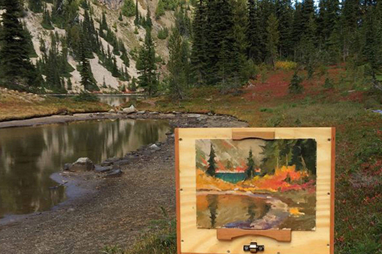 Plein air painter on his favorite backcountry spots, easels