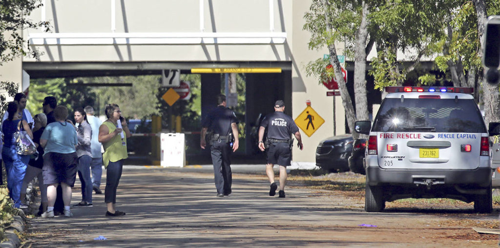 The Rehabilitation Center at Hollywood Hills is seen here on Wednesday. Patients were evacuated after a loss of air conditioning due to Hurricane Irma. (Amy Beth Bennett/South Florida Sun-Sentinel via AP)
