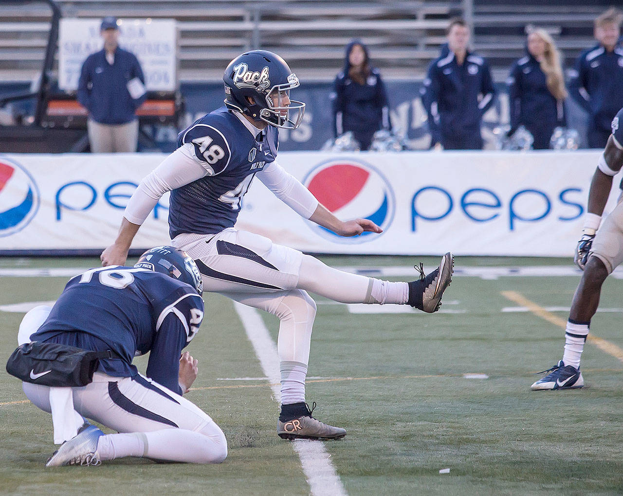 Glacier Peak graduate Spencer Pettit is the place-kicker for the University of Nevada football team. He began his career as a walk-on but has earned a scholarship. (University of Nevada photo)