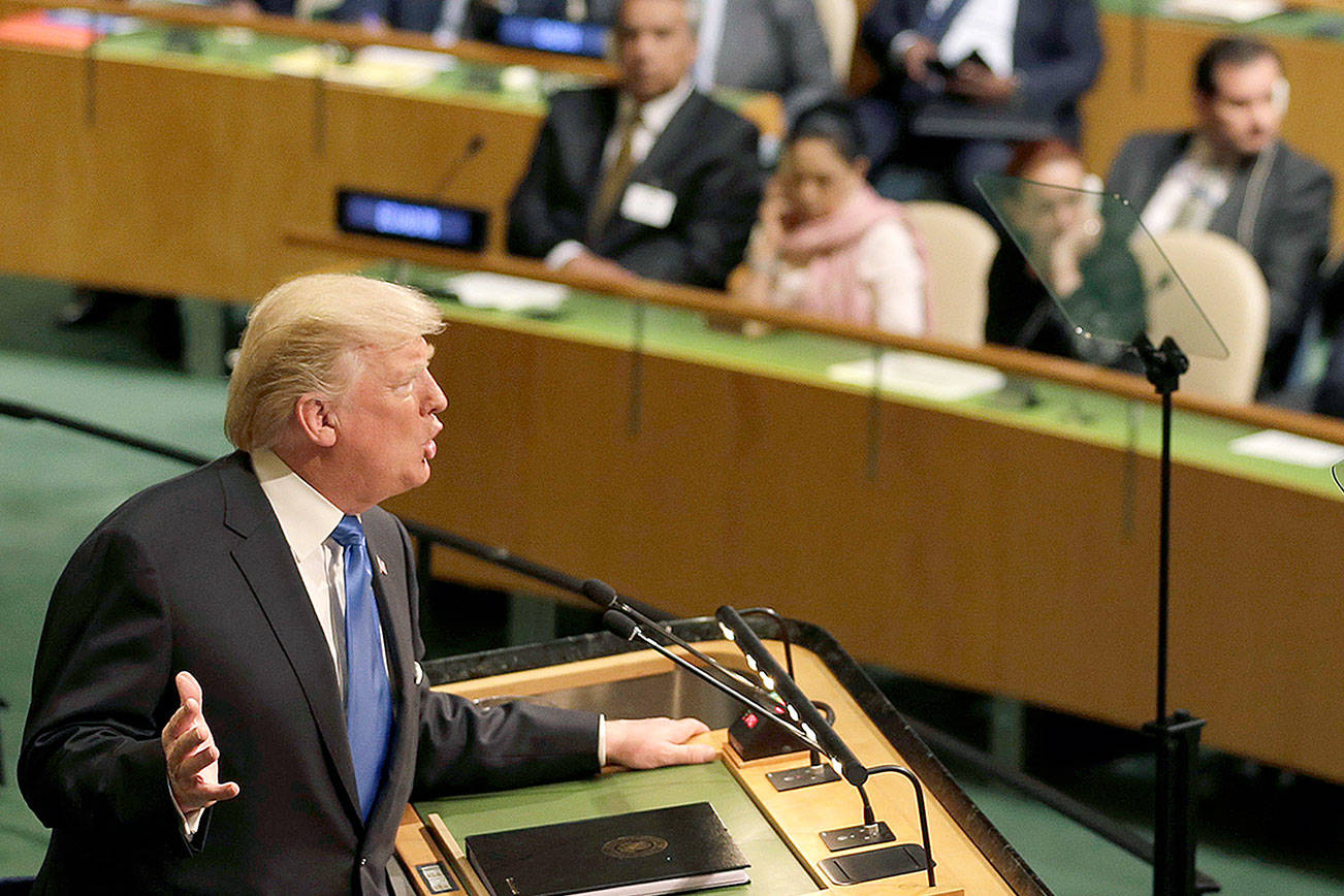 At UN, Trump threatens total destruction of North Korea