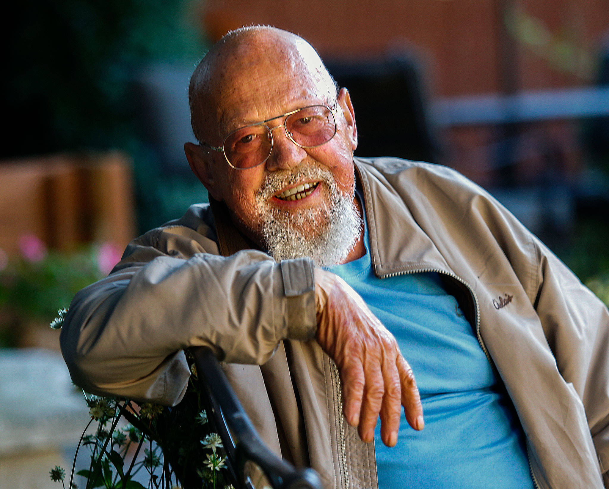 Jim Mathis, the Vietnam veteran whose Marysville garden was recently featured in The Herald, died Wednesday. Mathis, who suffered from PTSD and cancer, found solace in his beautiful garden. (Dan Bates / The Herald)