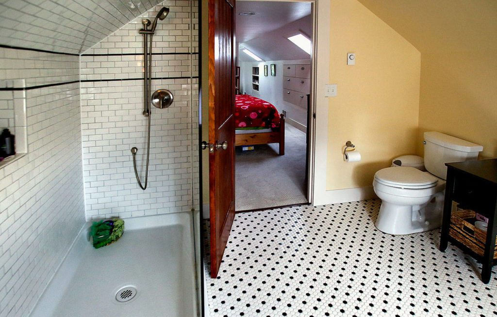 Everett-based Classic Remodeling NW Inc. built a new bathroom adjacent to Maria and Robert Coghill’s upstairs master bedroom. (Dan Bates / The Herald)
