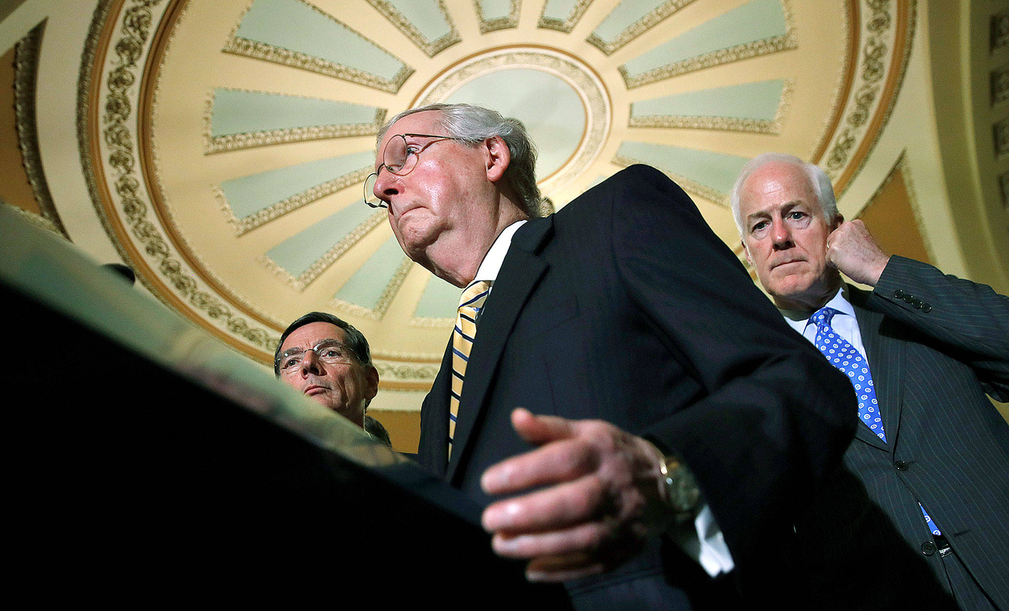 Senate Majority Leader Mitch McConnell of Kentucky (center). (AP Photo/Jacquelyn Martin)